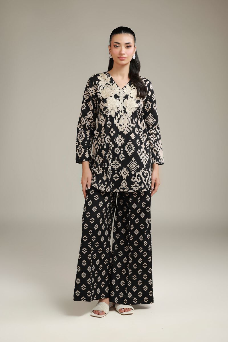 Embroidered | Cotton Dobby | Black Cotton Pants | USD 25.00