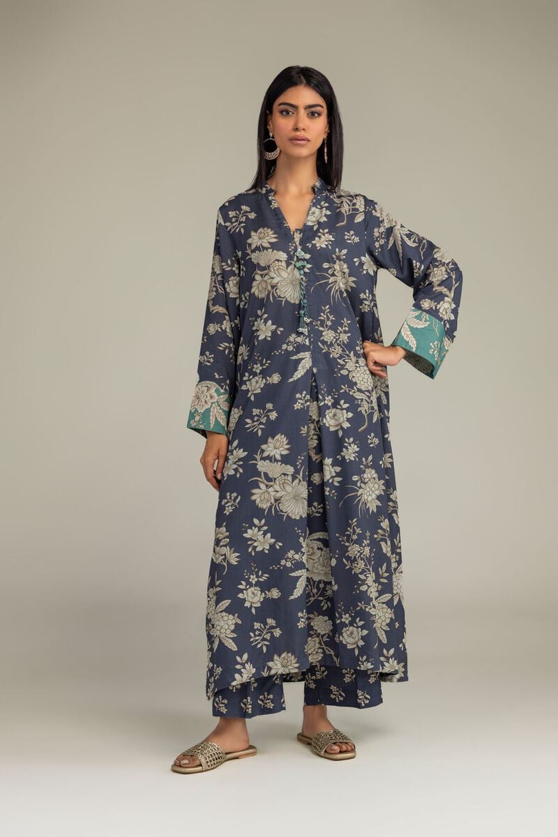 Printed | Raw Silk | Floral Longline Kurta | USD 40.00