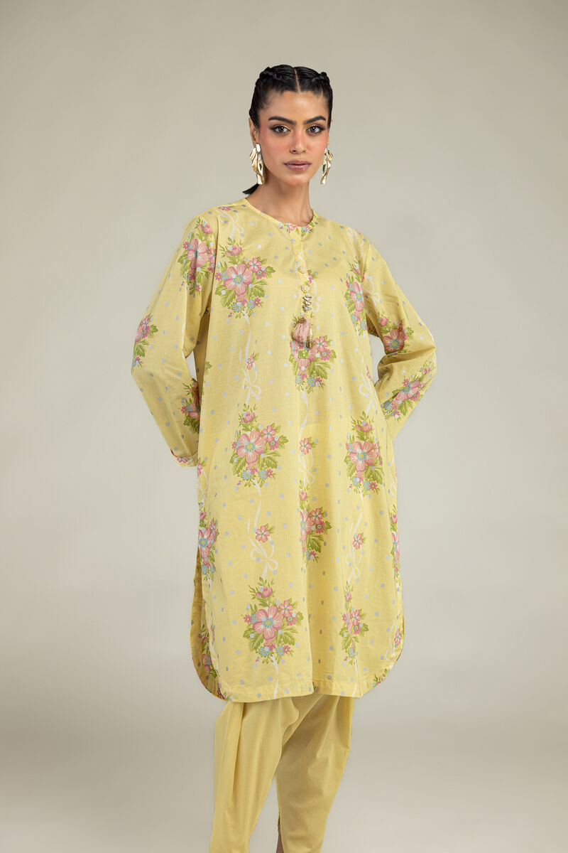 Printed | Cambric | Floral Yellow Kurta | USD 35.00