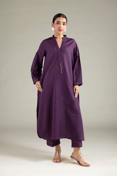 Dyed | Textured Cotton | Solid Straight Pants | USD 25.00