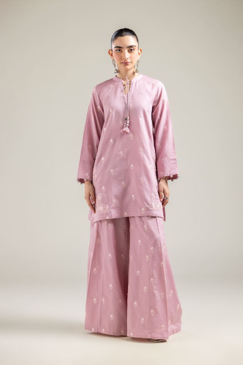 Embroidered |Cotton Dobby | Pink Cotton Kurta | USD 40.00