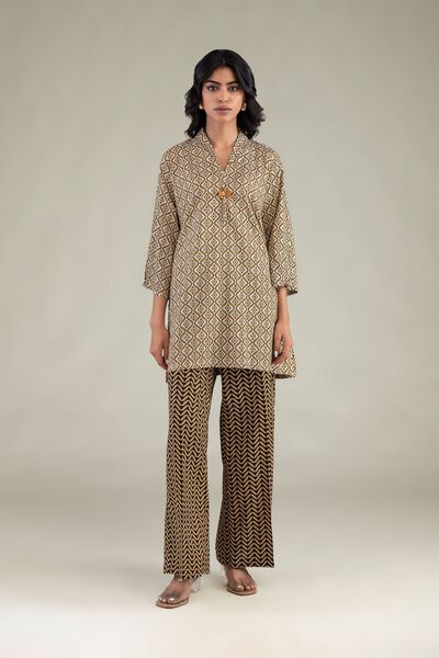 Printed | Cambric | Brown Cambric Pants | USD 30.00