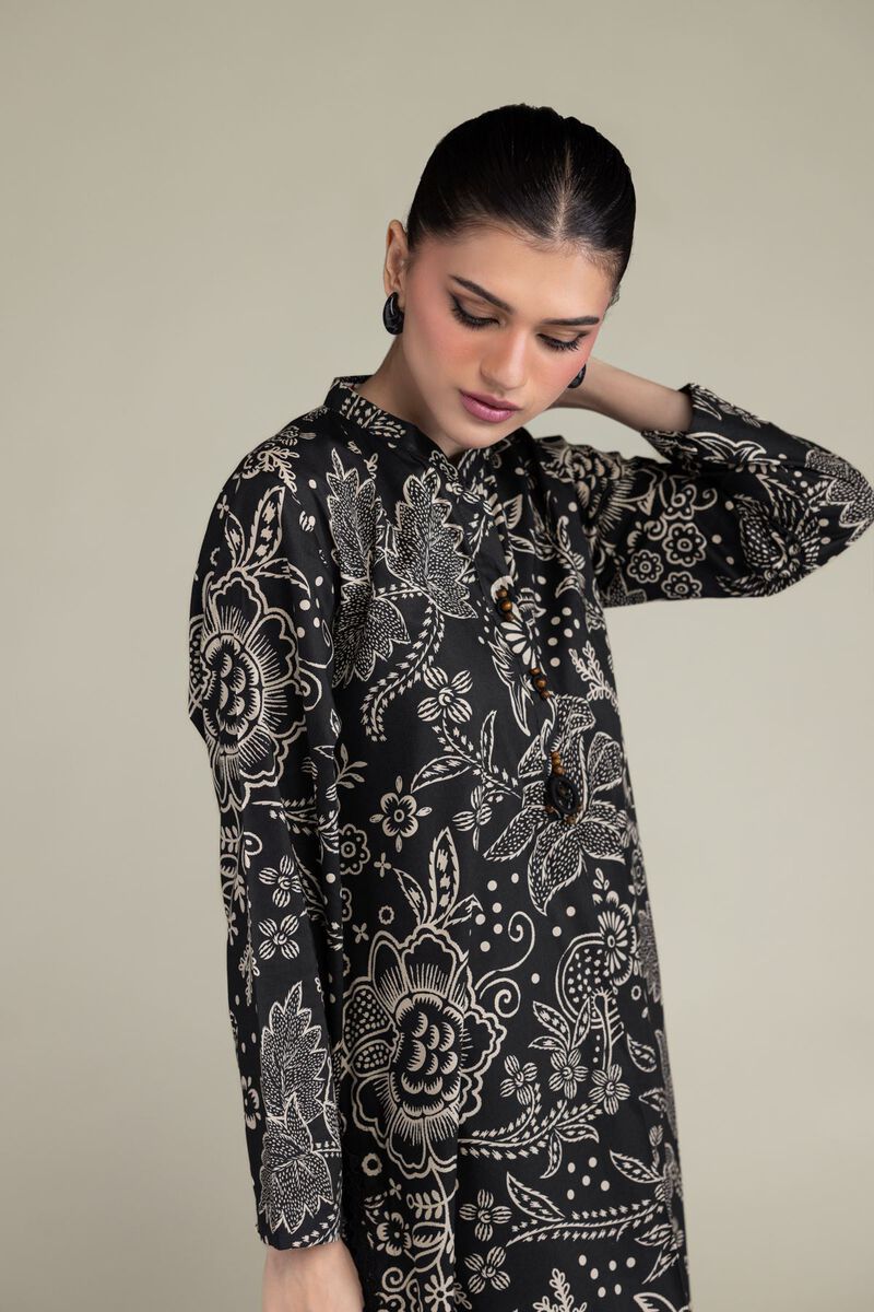 Printed | Cotton Viscose | Black Longline Kurta | USD 35.00