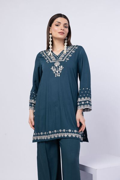Embroidered | Crosshatch Raw Silk | Kurta | USD 50.00