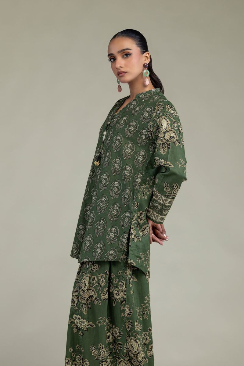 Printed | Cambric | Short Green Kurta | USD 35.00