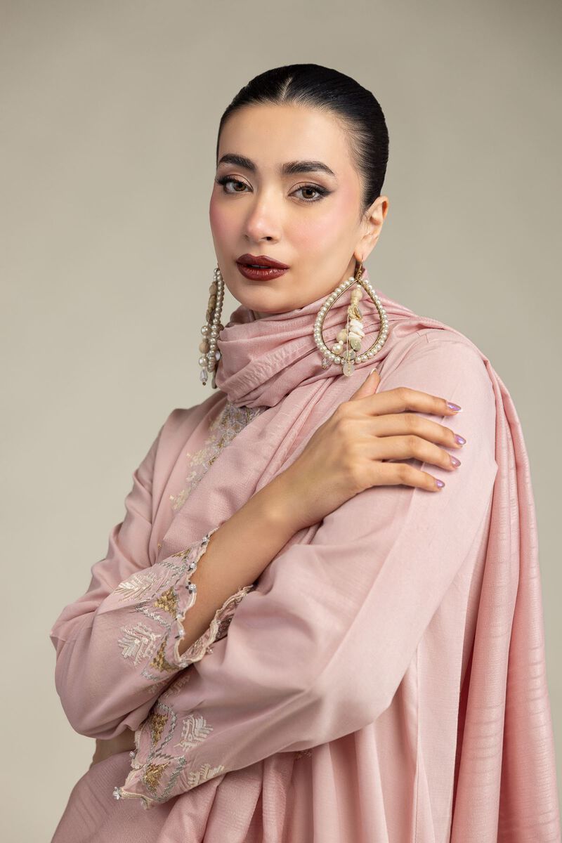 Embroidered | Polyester Silk | Light Pink Dupatta | USD 35.00