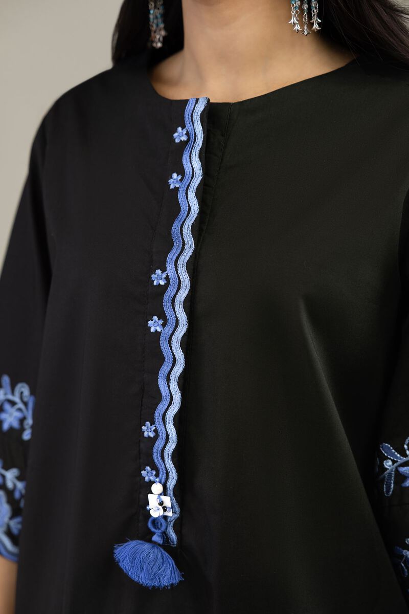 Embroidered | Cambric | Black Cambric Kurta | USD 40.00