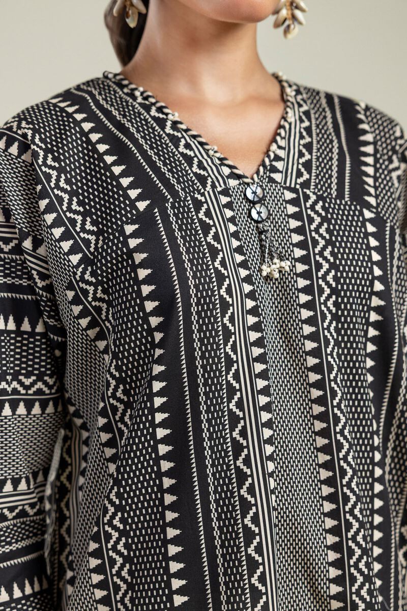 Printed | Cambric | Black V-Neck Kurta | USD 35.00