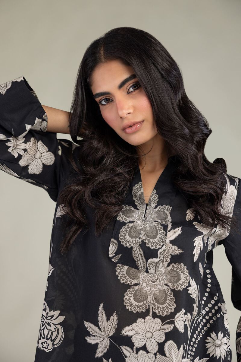 Printed | Cambric | Black Floral Tunic | USD 35.00