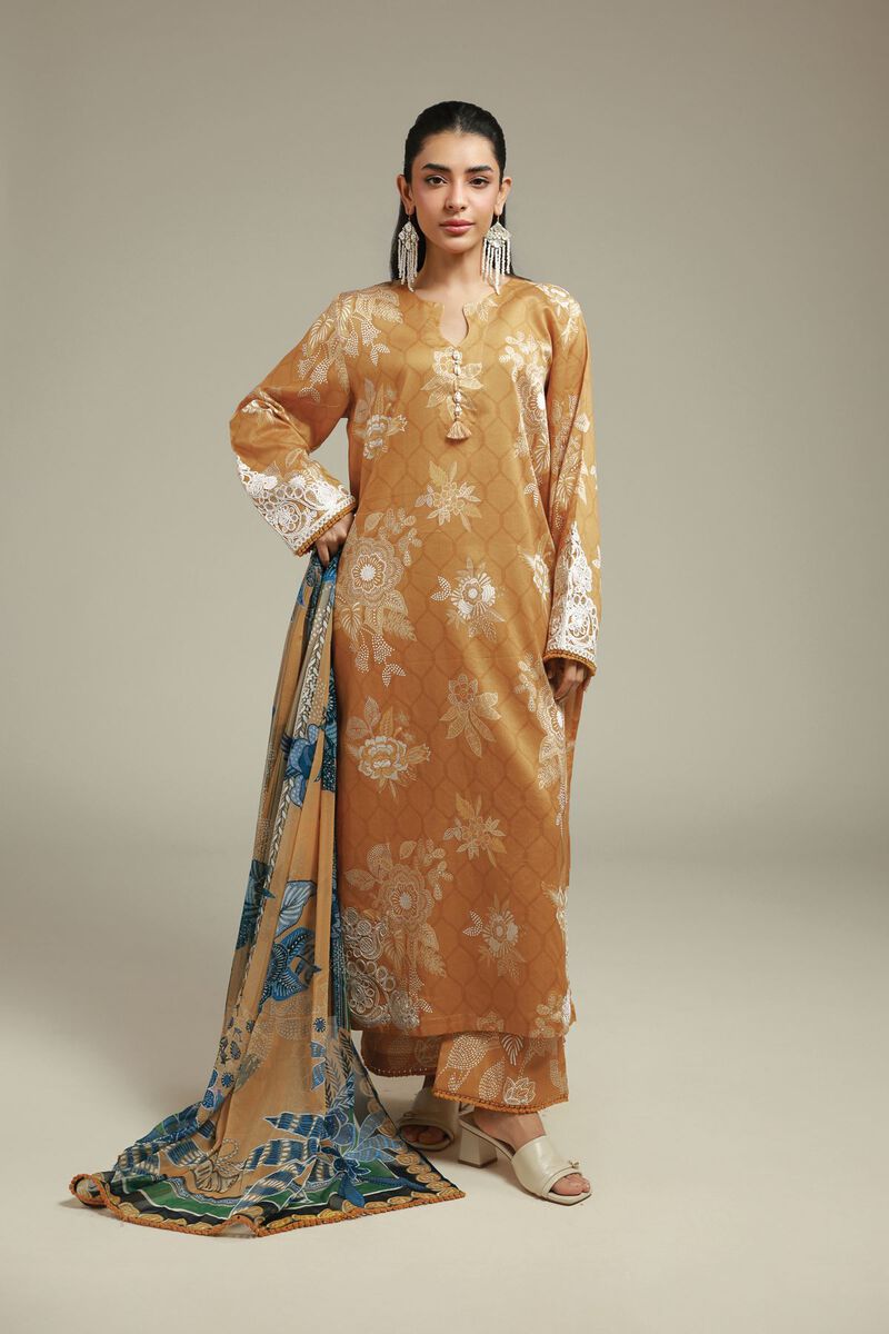 Embroidered | Satin | Tailored 3-Piece Set | USD 75.00