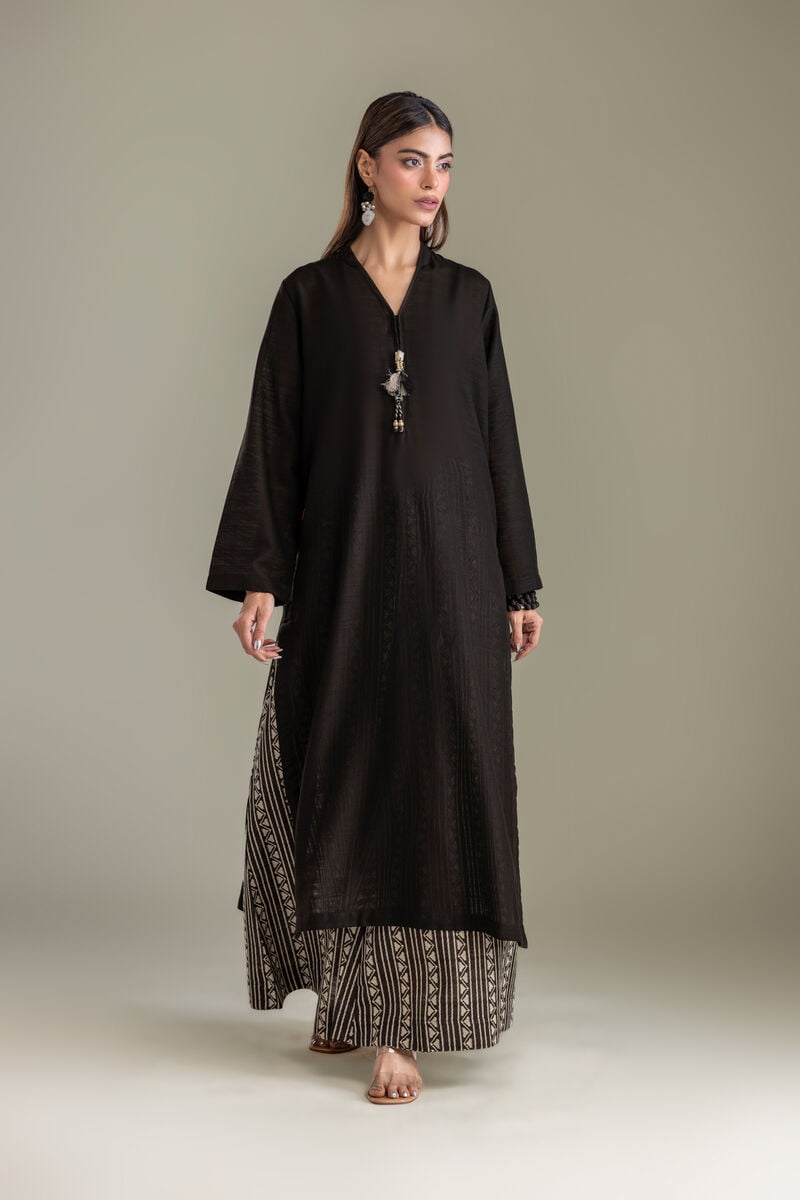 Printed | Light Khaddar | Black Khaddar Kurta | USD 35.00