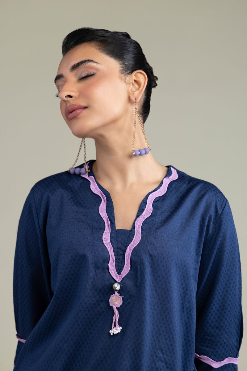 Embroidered | Cotton Dobby | Floral V-Neck Kurta | USD 17.50