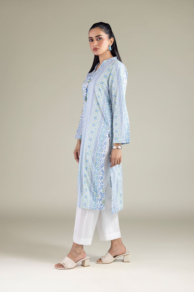 Printed | Cambric | Geometric Band-Collar Kurta | USD 30.00