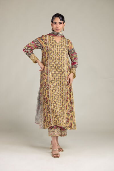 Embroidered | Raw Silk | Floral Silk Kurta | USD 60.00
