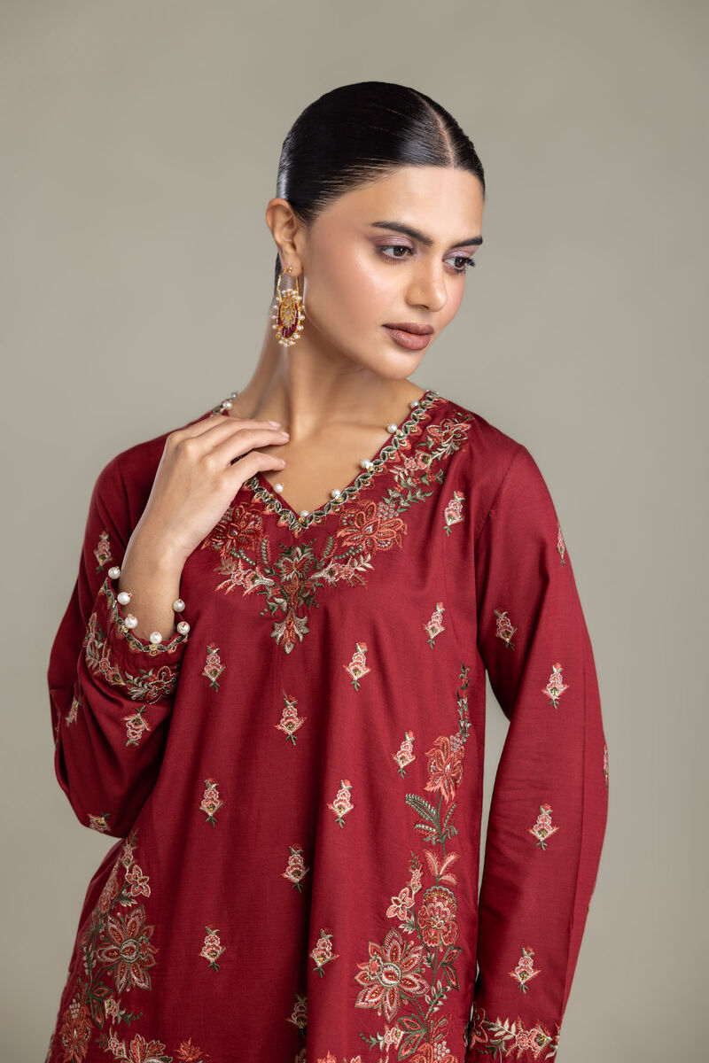 Embroidered | Raw Silk | Floral Silk Kurta | USD 70.00