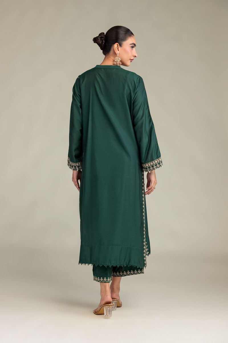 Printed | Raw Silk | Floral Green Kurta | USD 55.00