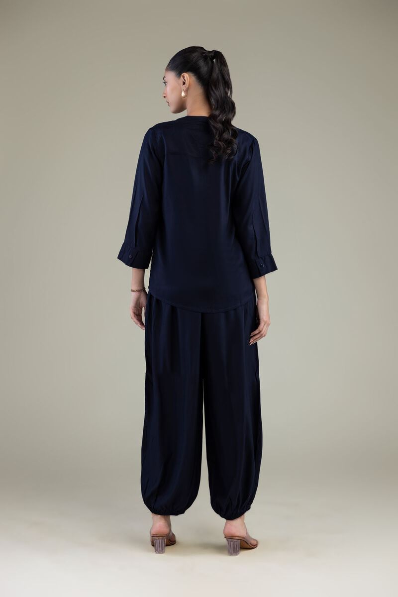 Embroidered | Viscose Crepe | Navy Viscose Shirt | USD 35.00