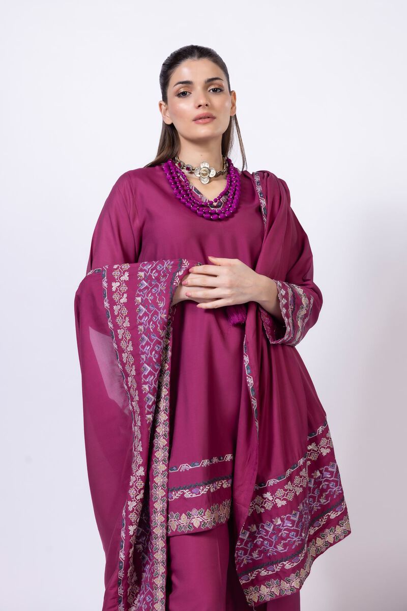 Embroidered | Light Oak Silk | Dupatta | null