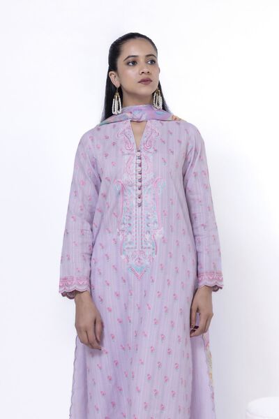 Embroidered | Textured Cotton | Tailored 3 Piece | USD 85.00