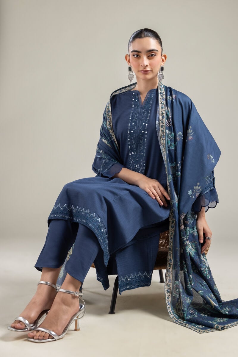 Embroidered | Lawn | Navy Lawn Dupatta | USD 25.00