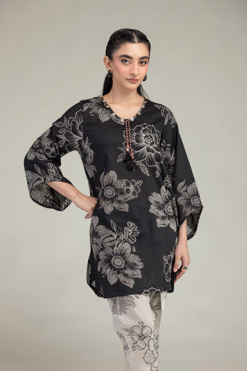 Printed | Cotton Dobby | Black Floral Kurta | USD 30.00