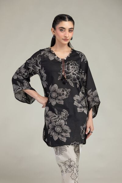 Printed | Cotton Dobby | Black Floral Kurta | USD 30.00