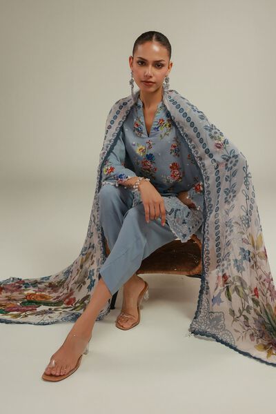 Embroidered | Chiffon | Floral Draped Dupatta | USD 35.00