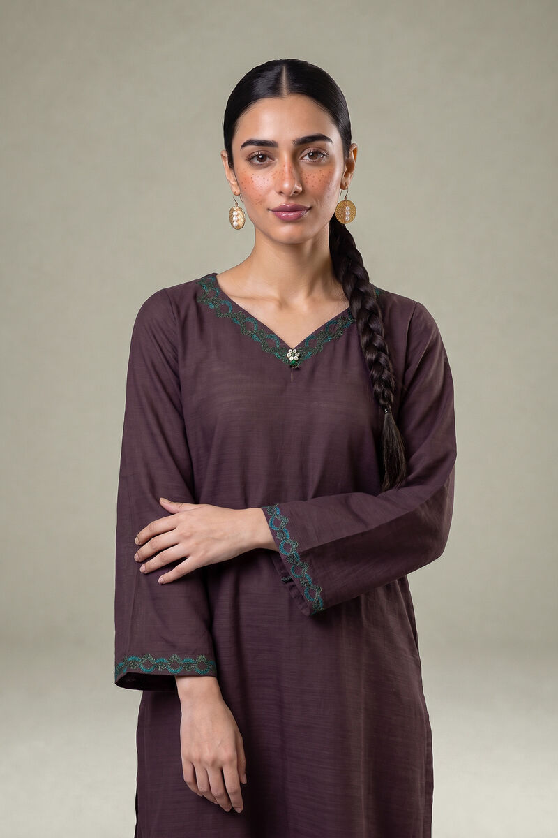 Embroidered | Light Khaddar | Longline V-Neck Kurta | USD 35.00