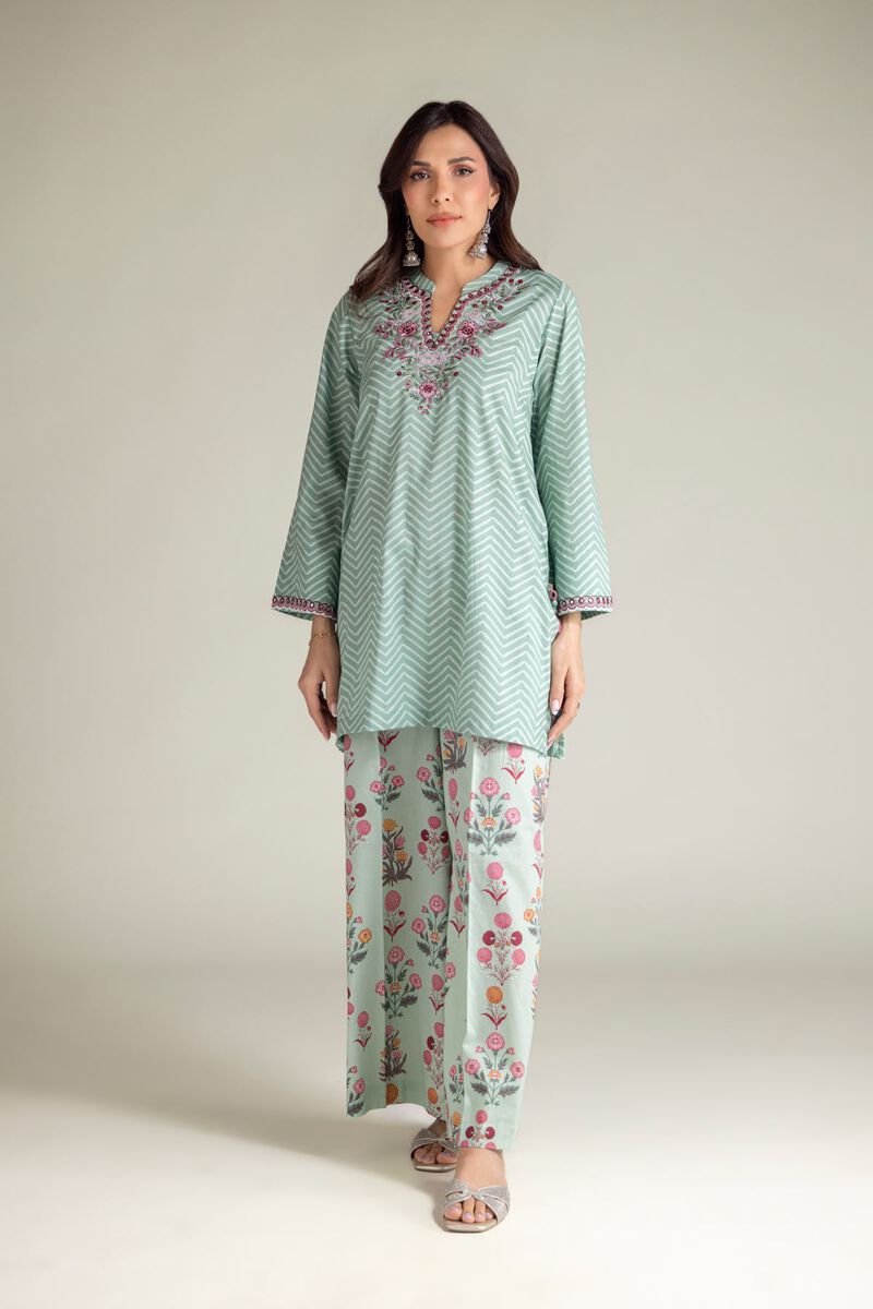 Embroidered | Cambric | Mint Cambric Kurta | USD 35.00