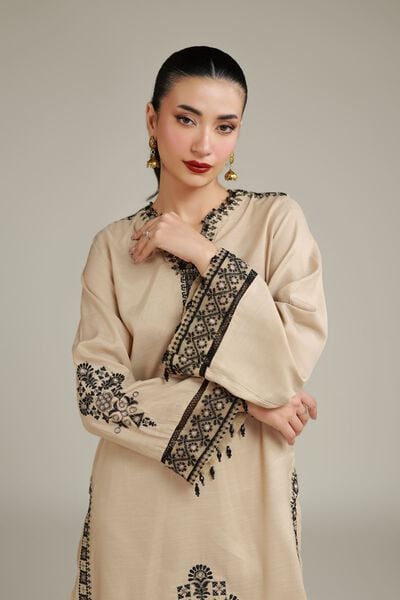 Embroidered | Raw Silk | Geometric Silk Kurta | USD 65.00