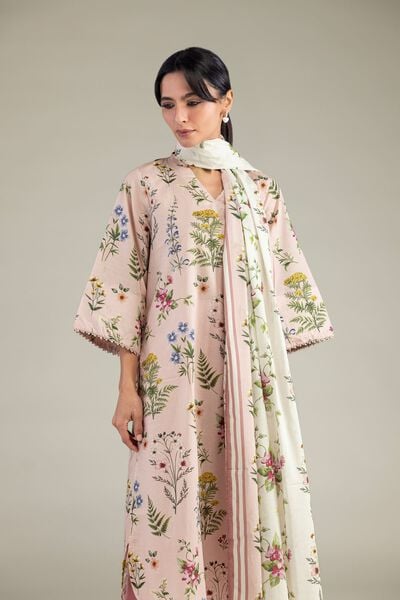 Printed | Cambric | Pink Longline Kurta | USD 35.00
