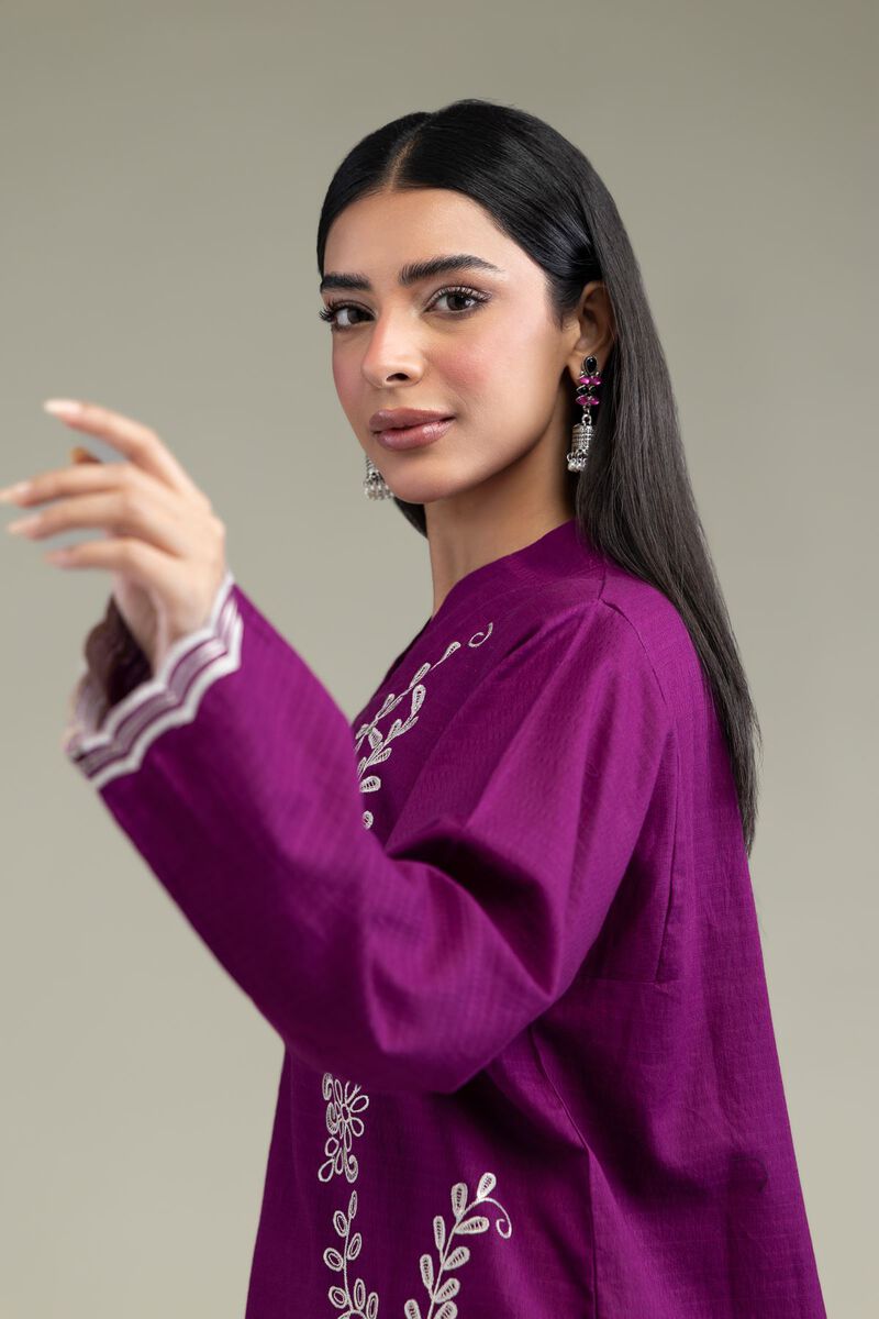 Embroidered | Cotton Dobby | Floral Longline Kurta | USD 45.00