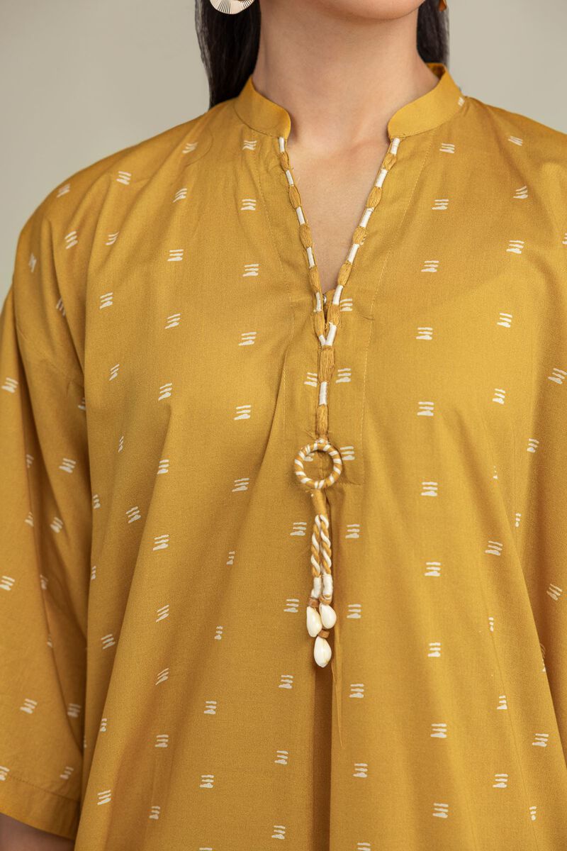 Printed | Cambric | Long Mustard Kurta | USD 35.00