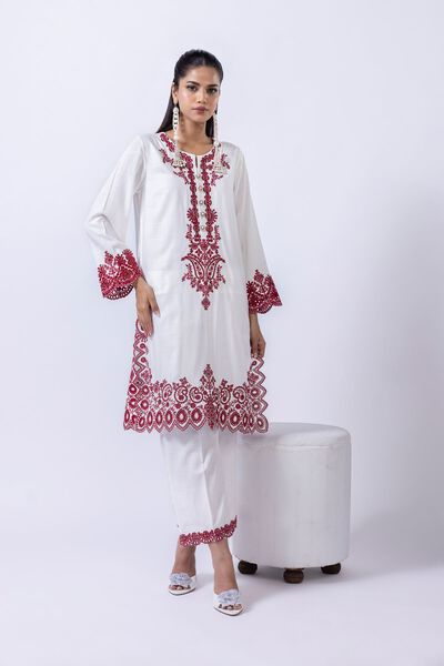Embroidered | Crosshatch Raw Silk | Kurta | USD 75.00