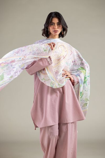 Embroidered | Cotton Dobby | Tailored Cotton 3-Piece | USD 65.00