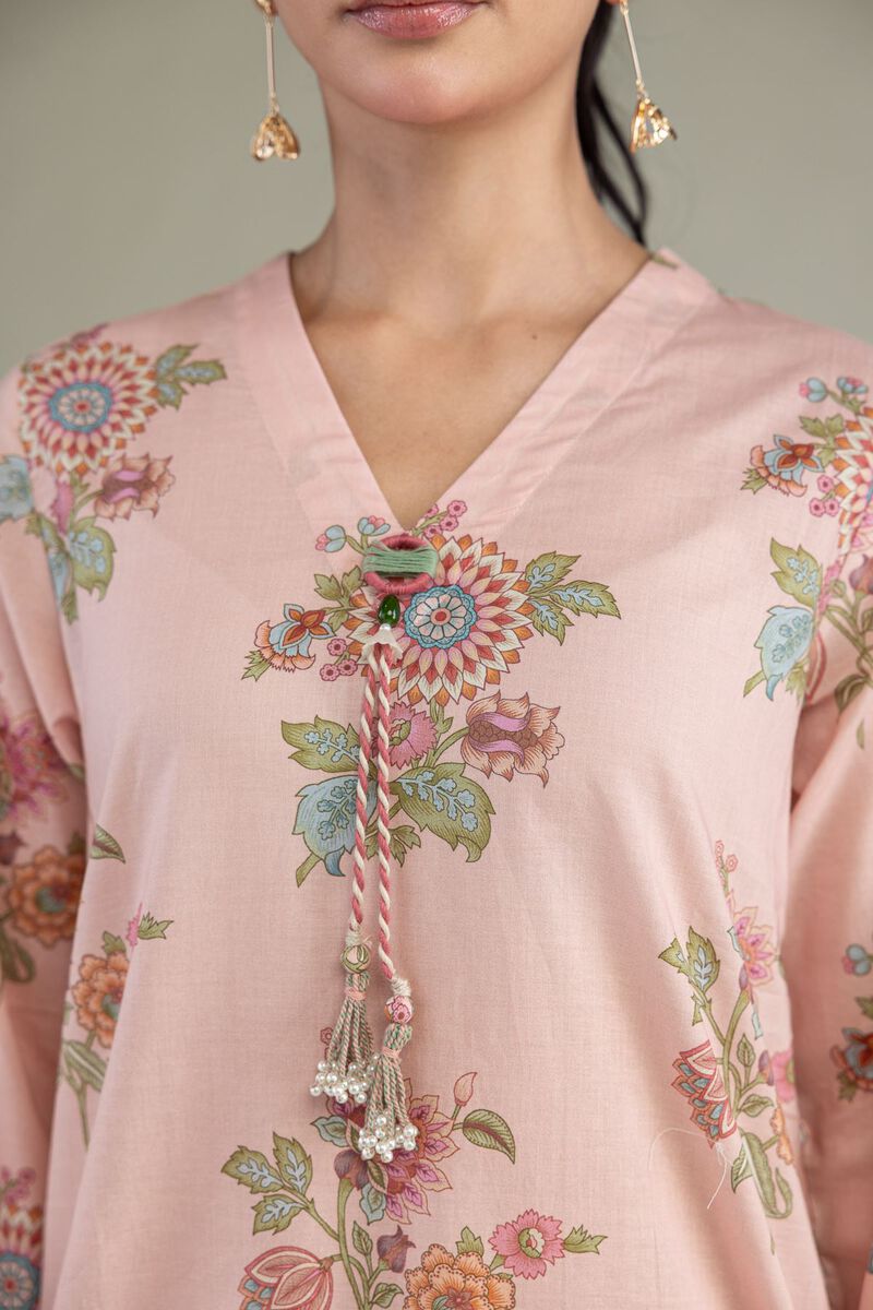 Printed | Cambric | Pink Cambric Kurta | USD 35.00