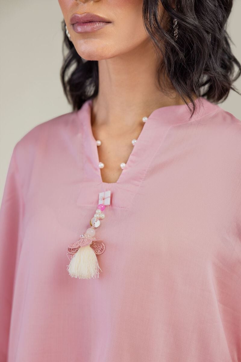 Embroidered | Lyocell | Short V-Neck Kurta | USD 40.00