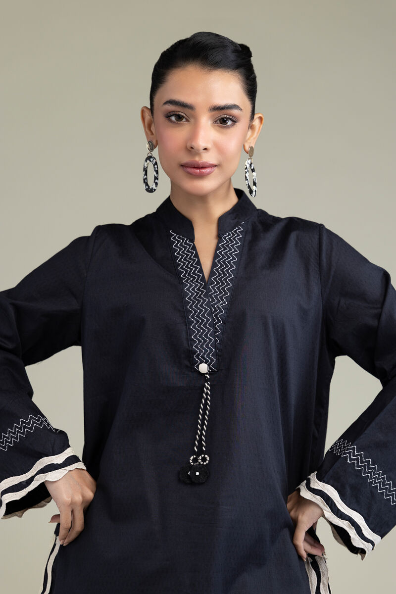 Embroidered | Cotton Dobby | Black Cotton Kurta | USD 10.50