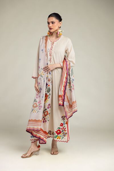 Embroidered | Polyester Silk | Floral Silk Dupatta | USD 30.00