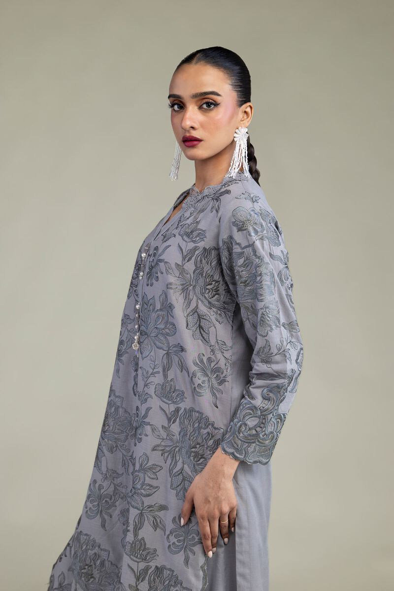 Embroidered | Raw Silk | Floral Silk Kurta | USD 70.00