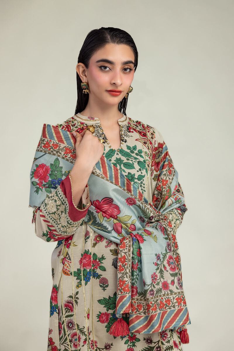 Embroidered | Mesuri | Floral Beige Dupatta | USD 30.00