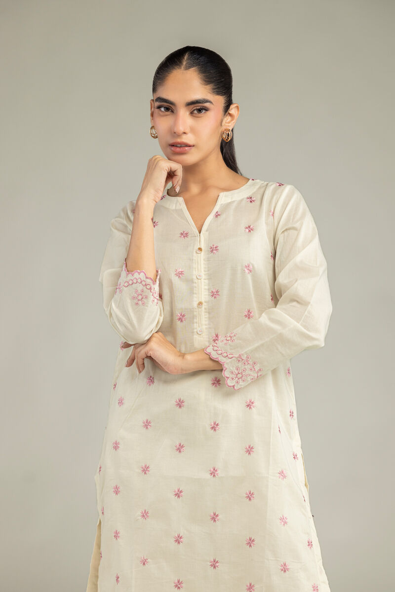 Embroidered | Cambric | Cambric Floral Kurta | USD 40.00