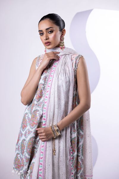 Embroidered | Light Oak Silk | Dupatta | USD 40.00