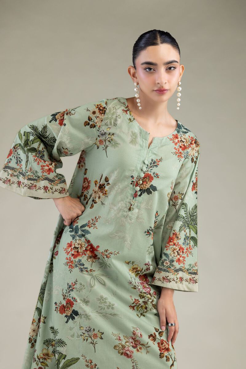 Printed | Cambric | Mint Cambric Kurta | USD 40.00