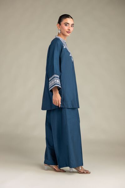 Printed | Raw Silk | Solid Teal Pants | USD 30.00
