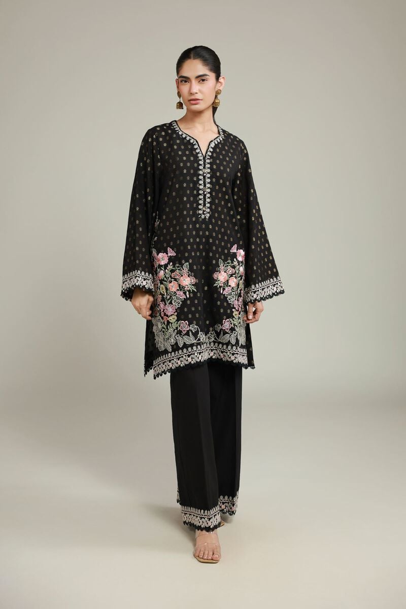 Embroidered | Jacquard | Black Tailored Set | USD 70.00