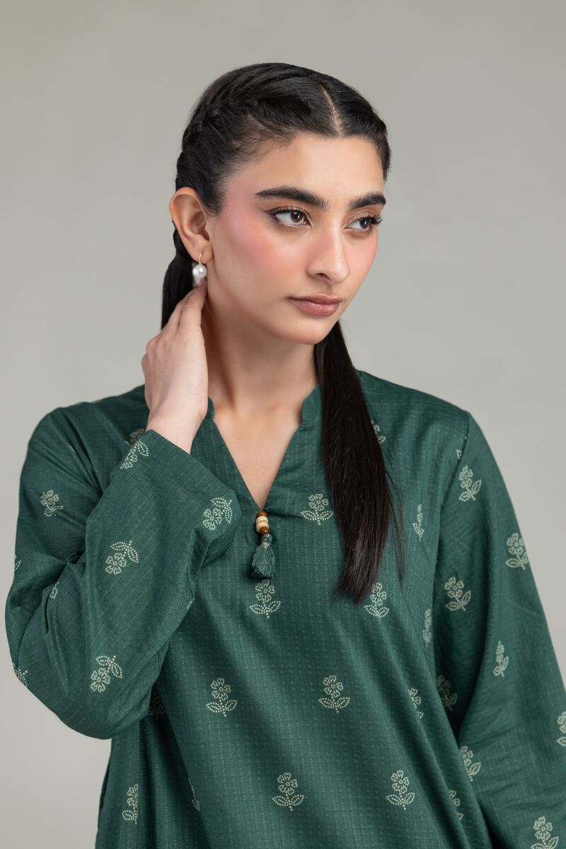 Printed | Cotton Dobby | Green Cotton Kurta | USD 30.00