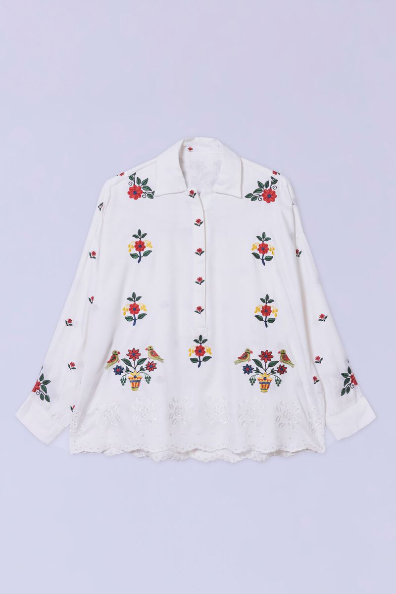 Embroidered | Viscose Crepe | Blouse | null
