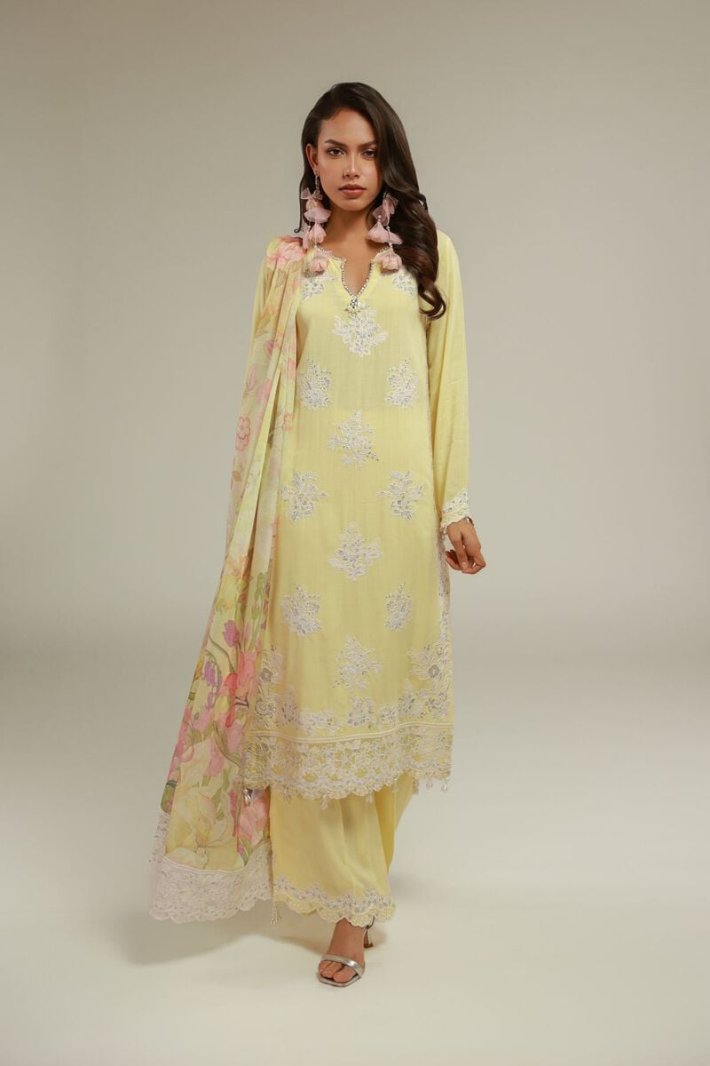 Embroidered | Raw Silk | Floral Kurta 3-piece | USD 155.00