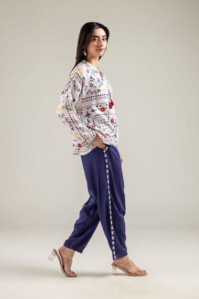 Embroidered | Viscose Crepe | Trousers | USD 30.00
